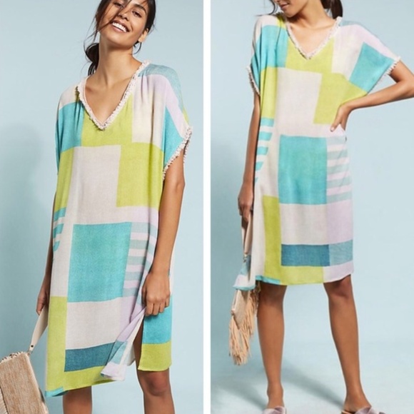 Anthropologie Other - Anthropologie Carla Weeks Teal white Swim Cover